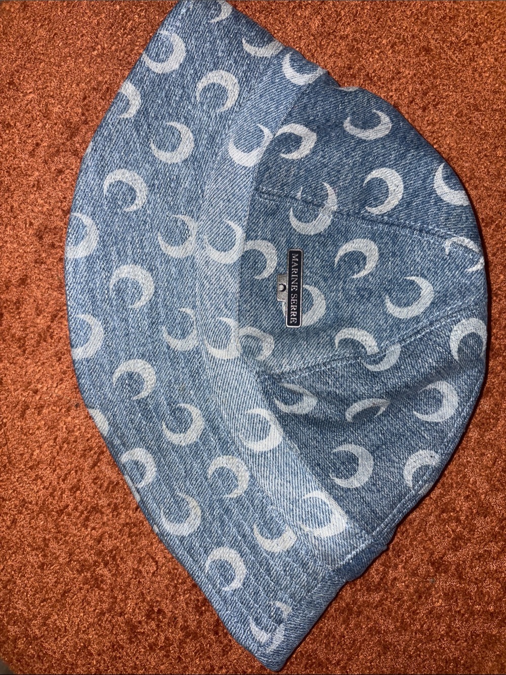 Marine Serre Crescent Moon Denim Bucket Hat in Light Blue